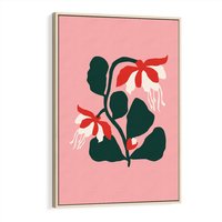 Obraz w ramie 70x100 - Migotliwa Kreatywność - abstrakcyjne kwiaty, różowe tło - rama drewno