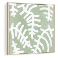 Obraz w ramie 50x50 - Oaza Zieleni - zielona abstrakcja, zgaszona zieleń - rama drewno