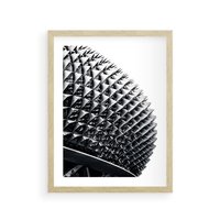 Plakat w ramie 30x40 - Nowoczesność w Czerni i Bieli: Architektoniczna Piękność - nowoczesna architektura, black and white - rama drewno
