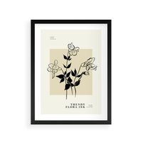 Plakat w ramie 40x50 - Malowane szkicowe tęsknoty - kwiaty, typografia - rama czarna