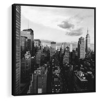 Obraz w ramie 50x50 - Wibracje Miejskiego Życia - miasto, wieżowce - rama czarna