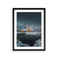 Plakat w ramie 30x40 - Minimalizm i Urok Natury - skandynawskie, domki - rama czarna