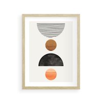 Plakat w ramie 40x50 - Geometryczna Przygoda - nowoczesna grafika, geometria - rama drewno