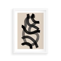 Plakat w ramie 30x40 - Strukturalne Odbicia Innowacji - zaplątane minimalistyczne linie, na bezowym tle - rama biała