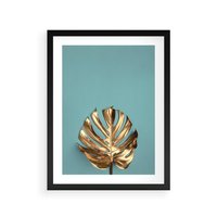Plakat w ramie 30x40 - Piękno Natury - złote, liście - rama czarna