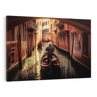 Obraz na płótnie 70x50 - Spokojna Wenecja - gondolier w gondoli, kanały Wenecji