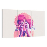 Obraz na płótnie 120x80 - Kwiaty we Włosach - różowa postać, grafika