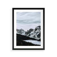 Plakat w ramie 40x50 - Malowniczy Krajobraz ze Śniegiem - góry, śnieg - rama czarna