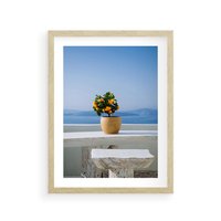 Plakat w ramie 50x70 - Uroki Santorini - Santorini, Grecja - rama drewno