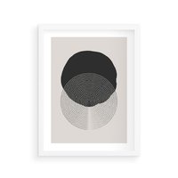 Plakat w ramie 40x50 - Boho Przenikanie Uroku - abstrakcyjna kompozycja, okręgi - rama biała