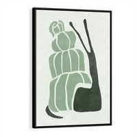 Obraz w ramie 50x70 - Zielona Równowaga - abstrakcyjny zielony ślimak, skandynawski design - rama czarna