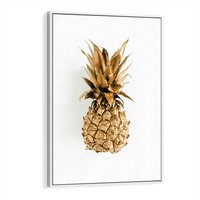 Obraz w ramie 50x70 - Ekskluzywny Akcent - złoty, ananas - rama biała