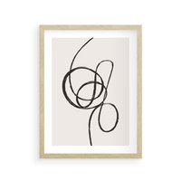 Plakat w ramie 50x70 - Migotliwa Kreatywność - abstrakcyjne szkicowane linie, minimalizm - rama drewno