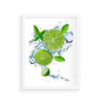 Plakat w ramie 30x40 - Świeżość i Witalność - limonka, owoce - rama biała