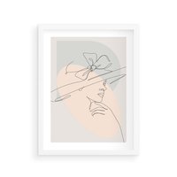 Plakat w ramie 30x40 - Twarz Kobiety w Pastelach - minimalistyczna grafika, pastelowe tłó - rama biała