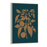 Obraz w ramie 70x100 - Boho Ekspresja Emocji - abstrakcyjna boho grafika, ciemne zielone tłó - rama drewno