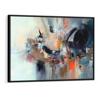 Obraz w ramie 100x70 - Kontrapunkty zatajonych uczuć - dynamiczna abstrakcja, bałagan na płótnie - rama czarna