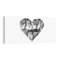 Obraz na płótnie 100x50 - Drzewo Serca - czarne serce, tekstura jak kora drzewa