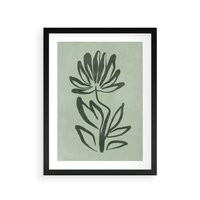 Plakat w ramie 50x70 - Zieleń Wyjątkowego Ukojenia - zielona abstrakcja, zgaszona zieleń - rama czarna