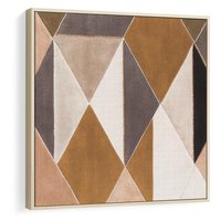 Obraz w ramie 50x50 - Odblaski niespełnionych marzeń - kompozycja z trójkątów, mix kolorów ziemi - rama drewno