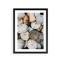 Plakat w ramie 50x70 - Minimalizm Jesieni - dynie, białe - rama czarna