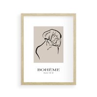 Plakat w ramie 50x70 - Echa Nieznanych Konturów - boho plakat, typografia - rama drewno