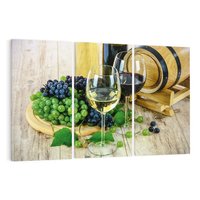 Obraz na płótnie 120x80 - Wino winogrona i kieliszki - wino, winogrona