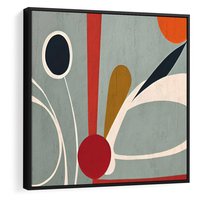 Obraz w ramie 50x50 - Harmonia Kolorowych Impulsów - abstrakcyjny obraz olejny, dziwne formy - rama czarna