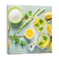 Obraz na płótnie 80x80 - Cytrynowe Orzeźwienie - cytryny, lemoniada