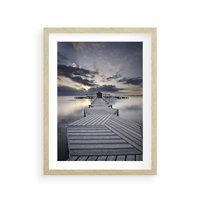 Plakat w ramie 40x50 - Spokój nad Jeziorem - pomost, jezioro - rama drewno