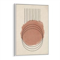 Obraz w ramie 80x120 - Migotliwe Kontury - akwarelowa plama, geometryczne szkicowane kształty - rama biała