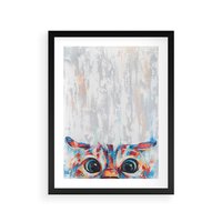 Plakat w ramie 40x50 - Co ja Widzę - obraz olejny, śmieszny obraz kota - rama czarna