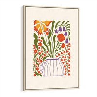 Obraz w ramie 80x120 - Świeżość Kwiatów - kwiaty w wazonie, minimalistyczna kompozycja - rama drewno