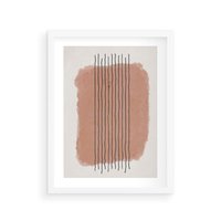 Plakat w ramie 30x40 - Rozmyte Widzenia - abstrakcyjna akwarelowa plama, nieregularne kreski - rama biała