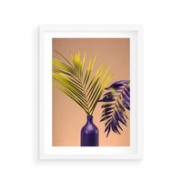 Plakat w ramie 30x40 - Delikatne Piękno - palma, pastele - rama biała