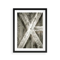 Plakat w ramie 30x40 - Drewniane Drzwi do Stodoły - stare drzwi do stodoły, drewniane - rama czarna