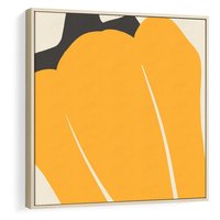 Obraz w ramie 50x50 - Migocące Formy - abstrakcyjny minimalistyczny obraz, żółta papryczka - rama drewno