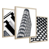 Zestaw obrazy w ramie 50x70 galeria - Architektura, tryptyk - rama drewno
