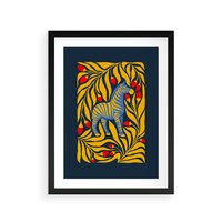 Plakat w ramie 30x40 - Wibracje Wyobraźni - zebra, granatowe tłó - rama czarna