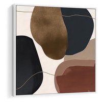 Obraz w ramie 80x80 - Wibracje uczuć i emocji - nieregularne plamy, czarny - rama biała