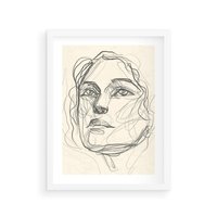 Plakat w ramie 50x70 - Konturem Uchwycone - plakat, minimalistyczny szkic - rama biała