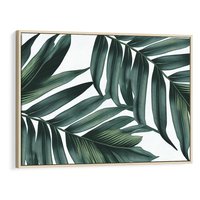 Obraz w ramie 120x80 - Ruchome liście czasu - liście palmy, tropikalne - rama drewno
