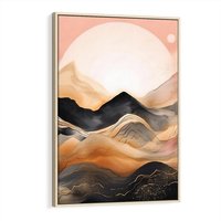 Obraz w ramie 80x120 - Grafika Zachodu - nowoczesna grafika, odcienie pastelowe - rama drewno