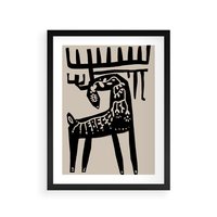 Plakat w ramie 50x70 - Konturem Zdefiniowany - skandynawska sztuka, jeleń - rama czarna