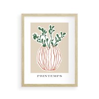 Plakat w ramie 30x40 - Boho Refleksje Natury - gałązki w wazonie, typografia - rama drewno