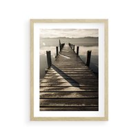 Plakat w ramie 30x40 - Pomost nad jeziorem - pomost, jezioro - rama drewno