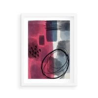 Plakat w ramie 40x50 - Formy w Różu i Granacie - abstrakcja, różne formy - rama biała