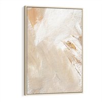 Obraz w ramie 80x120 - Elegancja w Złocistym Chaosie - złoto beż, abstrakcja - rama drewno