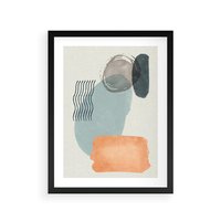 Plakat w ramie 30x40 - Kształtujące Plamy - geometryczne elementy, stonowane ziemiste kolory - rama czarna