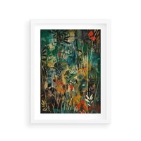Plakat w ramie 30x40 - Abstrakcyjne Wariacje Form - abstrakcyjny obraz, mnogość kolorów - rama biała